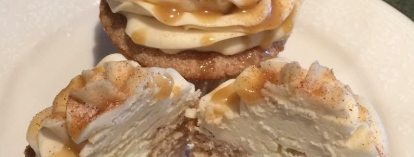 Churro Cupcake: Cinnamon cupcake with cream cheese filling, cinnamon buttercream, caramel sauce drizzle and cinnamon sugar