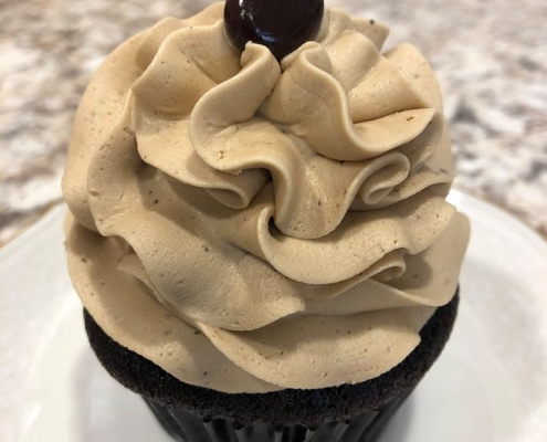 Espresso Explosion Cupcake: Dark chocolate espresso cupcake with espresso buttercream and a chocolate covered espresso bean