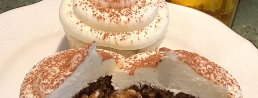 Two Lights Tiramisu Cupcake: Vanilla cupcake with an espresso-Kahlua soak, Cream Cheese buttercream and a dusting of cocoa powder