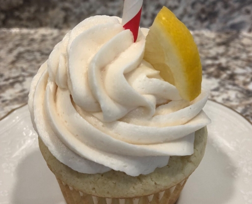 Lighthouse Lemonade Cupcake: Lemon cupcake with strawberry buttercream