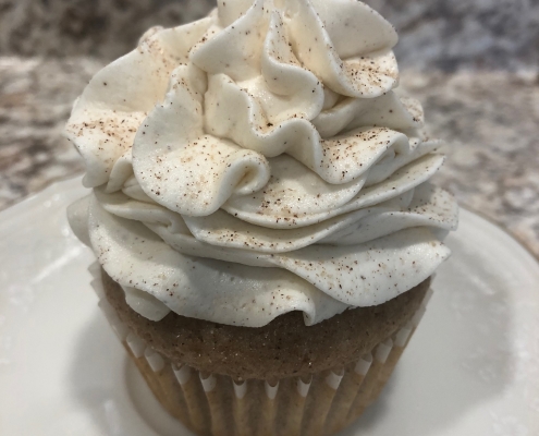 Snickerdoodle Cupcake: Vanilla cinnamon cupcake with cinnamon buttercream and cinnamon sugar