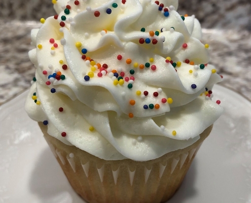 The Acadia Cupcake: Vanilla bean cupcake with vanilla buttercream and sprinkles