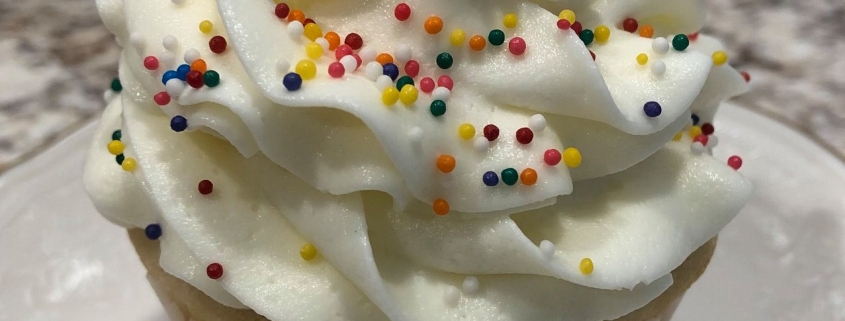 The Acadia Cupcake: Vanilla bean cupcake with vanilla buttercream and sprinkles