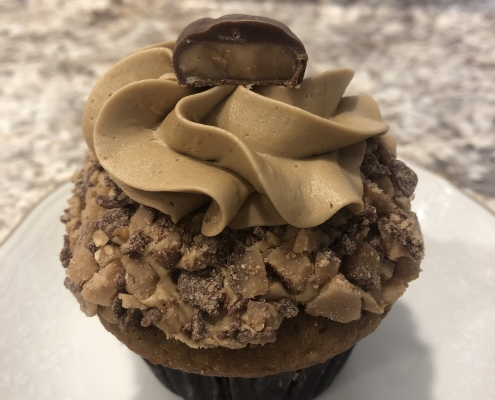 Sweet Joe Cupcake: Coffee cupcake with coffee espresso buttercream and toffee candy topping