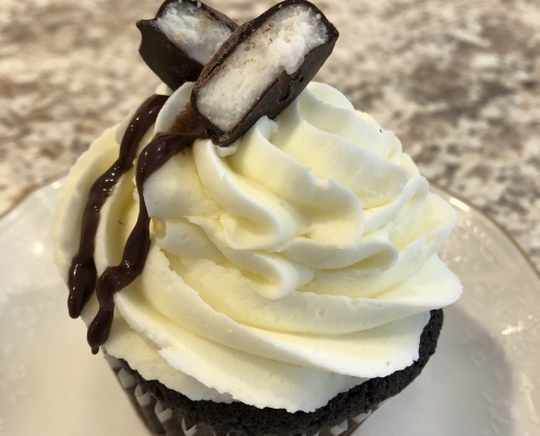 York's Wild Kingdom Cupcake: Chocolate cupcake with Peppermint buttercream, chocolate ganache drizzle and a York Peppermint Patty
