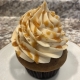 Caramel Cafe Cupcake: Coffee cupcake with salted caramel buttercream, caramel sauce drizzle and gold sprinkles