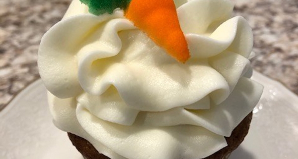 Cottontail Cupcake: Carrot cupcake with cream cheese buttercream and a candy carrot