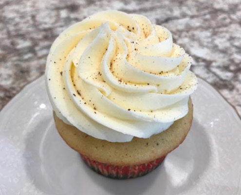 Laura's Eggnog Cupcake: Eggnog cupcake with eggnog buttercream and a dusting of nutmeg